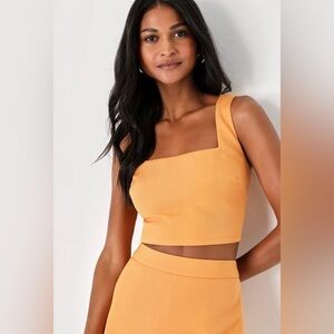 Lulus Divinely Sunny Light Orange Sleeveless Two-Piece Romper